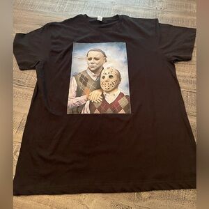 Step Brothers Jason Voorhees Michael Myers Large Graphic T-Shirt NWOT